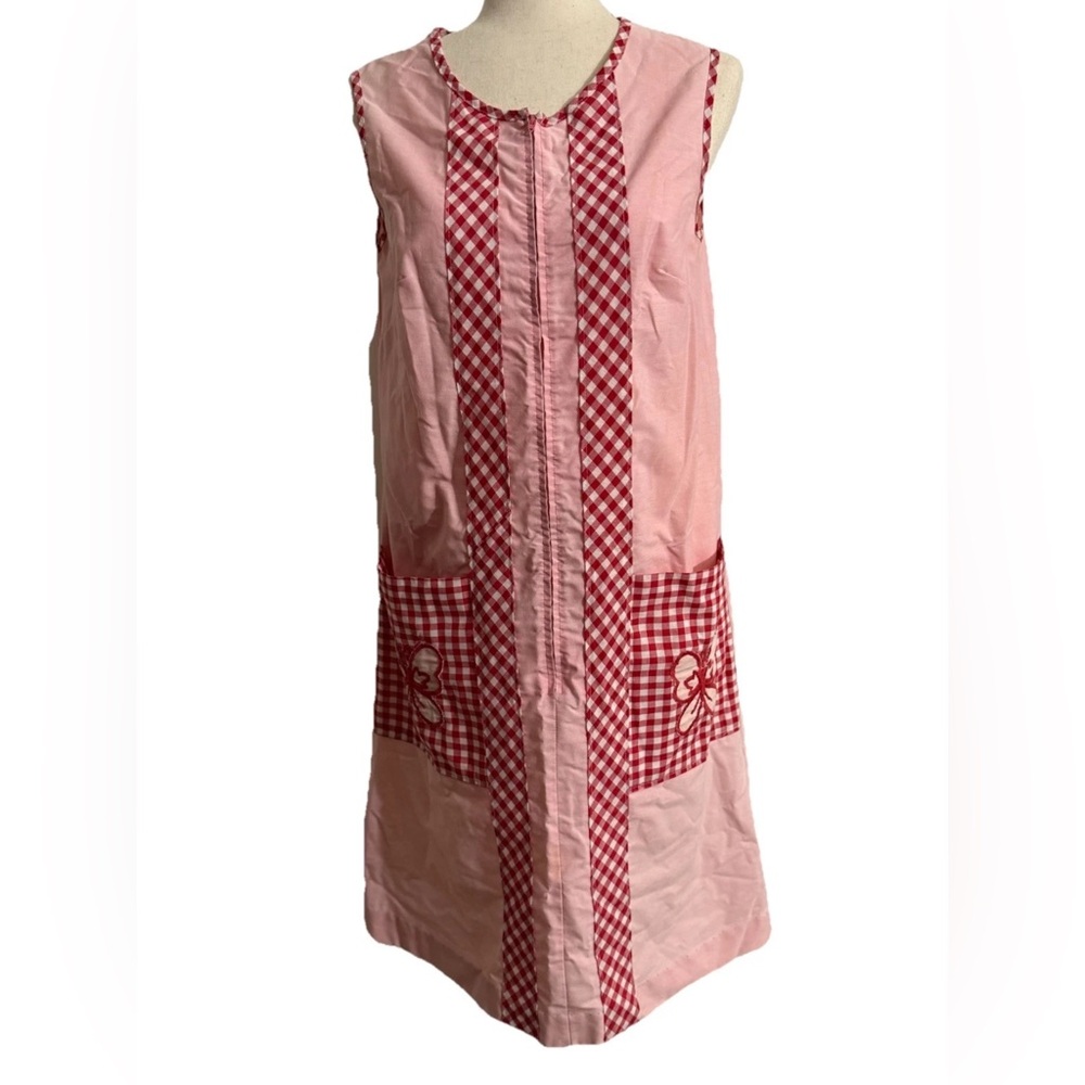 Vintage Komar for leisurely living house dress zipper pockets gingham